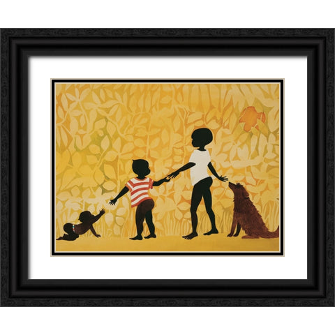 Watching the Babies Black Ornate Wood Framed Art Print with Double Matting by Unknown