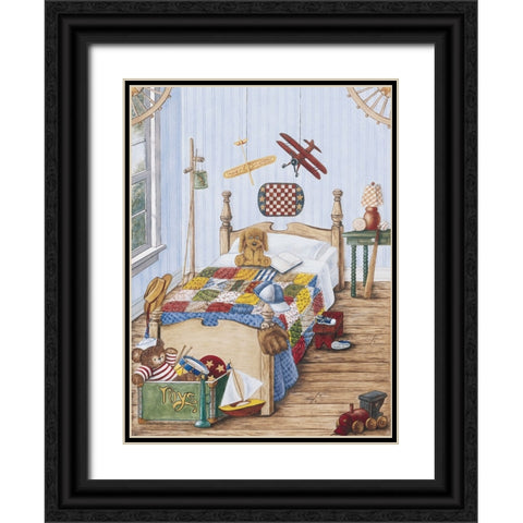 Boys Bedroom Black Ornate Wood Framed Art Print with Double Matting by Unknown