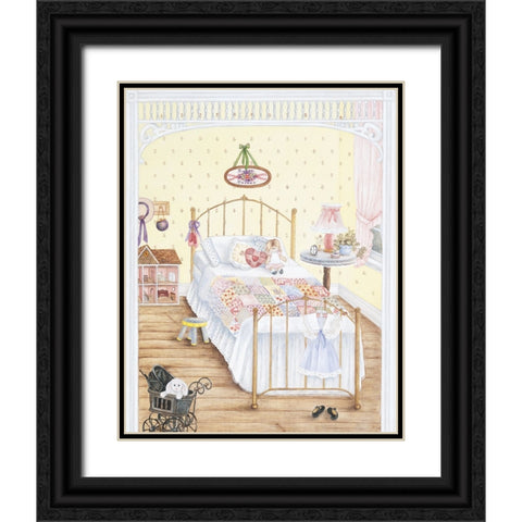 Girls Bedroom Black Ornate Wood Framed Art Print with Double Matting by Unknown
