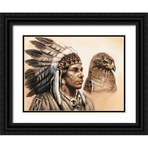 Chief And Eagle Black Ornate Wood Framed Art Print with Double Matting by Unknown