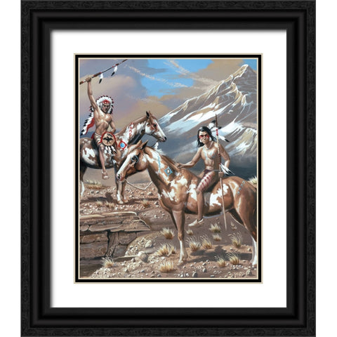 War Party I Black Ornate Wood Framed Art Print with Double Matting by Unknown