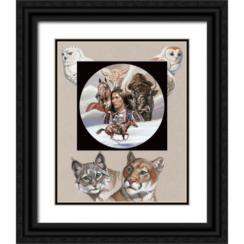 Indian Circle of Life Black Ornate Wood Framed Art Print with Double Matting by Unknown