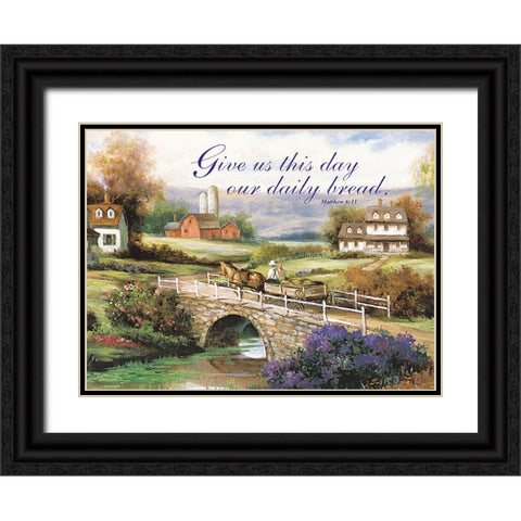 Matthew 6:11 Black Ornate Wood Framed Art Print with Double Matting by Unknown