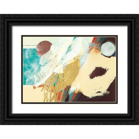 White/Brown Abstract Black Ornate Wood Framed Art Print with Double Matting by Unknown