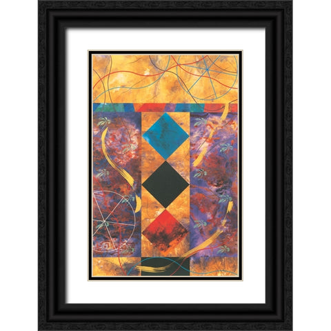 Quilt Abstract II Black Ornate Wood Framed Art Print with Double Matting by Unknown