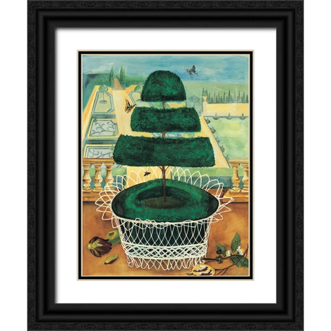 Topiary I Black Ornate Wood Framed Art Print with Double Matting by Unknown