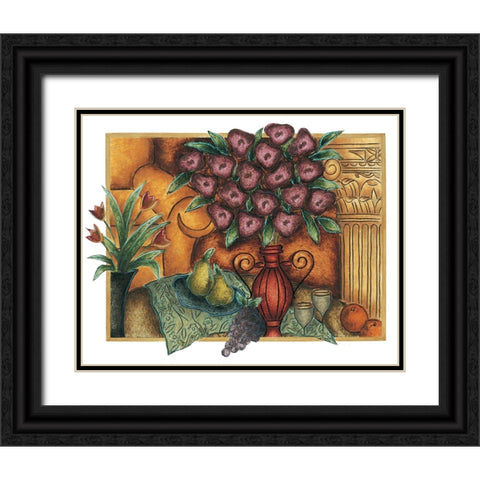 Purple Poppies Black Ornate Wood Framed Art Print with Double Matting by Unknown