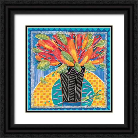 Colorful Vase Black Ornate Wood Framed Art Print with Double Matting by Unknown
