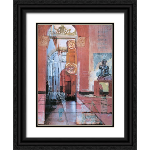 Pink Portico I Black Ornate Wood Framed Art Print with Double Matting by Unknown