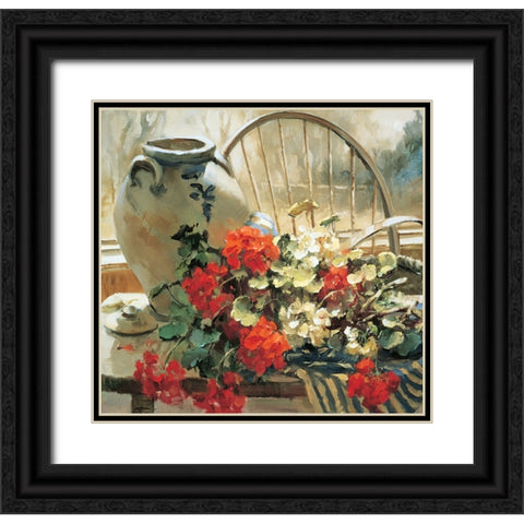 Chair Floral II Black Ornate Wood Framed Art Print with Double Matting by Unknown