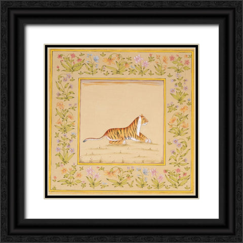 Tiger Black Ornate Wood Framed Art Print with Double Matting by Unknown