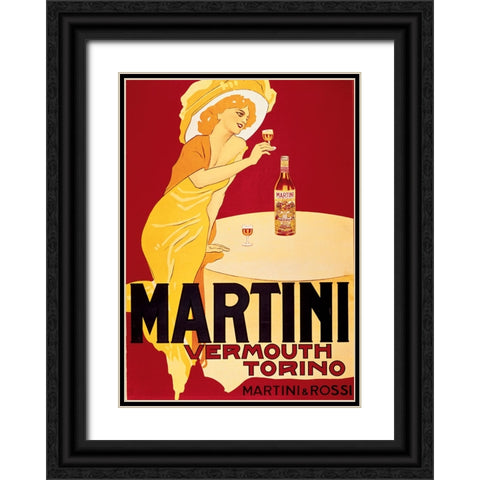 Martini Black Ornate Wood Framed Art Print with Double Matting by Unknown