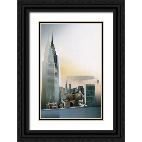 NYC Chrysler Bldg Black Ornate Wood Framed Art Print with Double Matting by Unknown