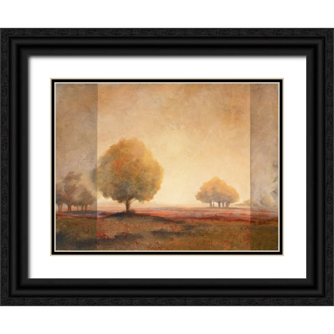 Golden Trees II Black Ornate Wood Framed Art Print with Double Matting by Unknown