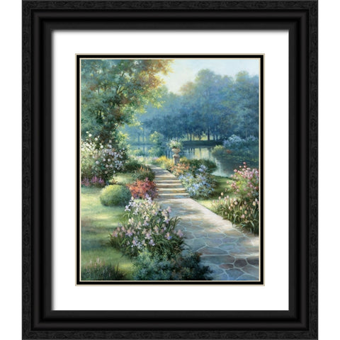 Garden Stone Path I Black Ornate Wood Framed Art Print with Double Matting by Unknown