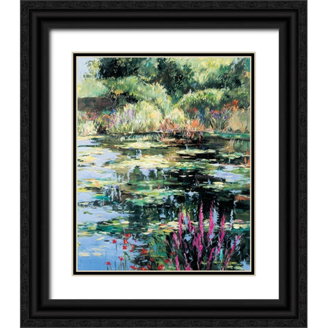 Pond of Flowers I Black Ornate Wood Framed Art Print with Double Matting by Unknown