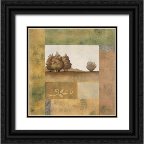 Golden Trees I Black Ornate Wood Framed Art Print with Double Matting by Unknown