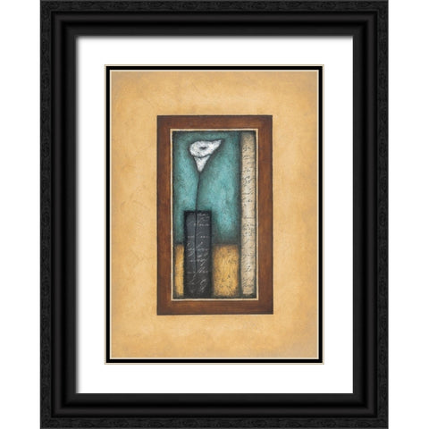 Lily in Vase Black Ornate Wood Framed Art Print with Double Matting by Unknown