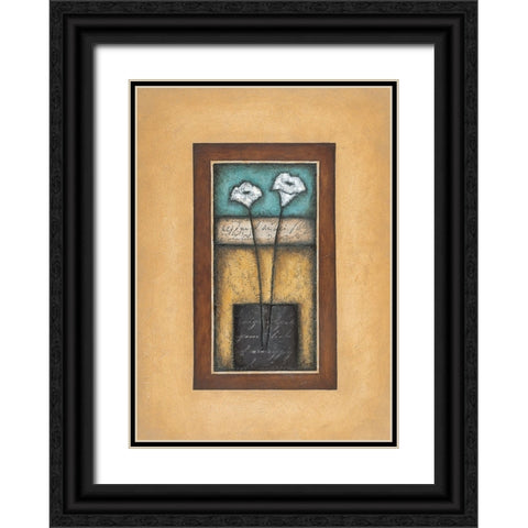 Lilies in Vase Black Ornate Wood Framed Art Print with Double Matting by Unknown