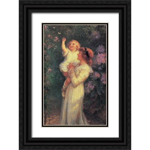 Mother And Child Black Ornate Wood Framed Art Print with Double Matting by Unknown