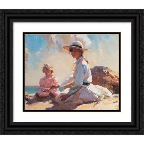 On the Beach Black Ornate Wood Framed Art Print with Double Matting by Unknown