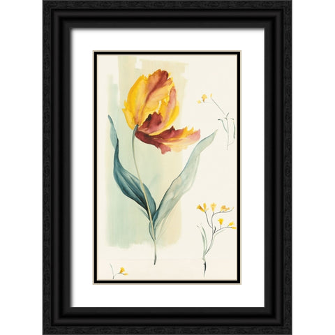 Yellow Blossom Black Ornate Wood Framed Art Print with Double Matting by Unknown
