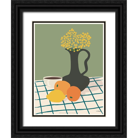 Dubussy - Cafe mimosa Black Ornate Wood Framed Art Print with Double Matting by Dubussy