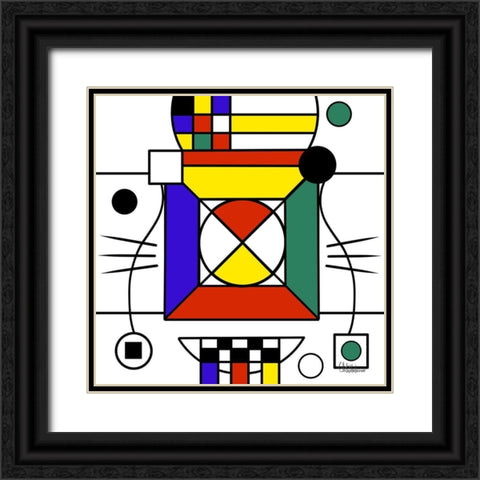 Kandinsky Style VI Black Ornate Wood Framed Art Print with Double Matting by Medeiros, Celito