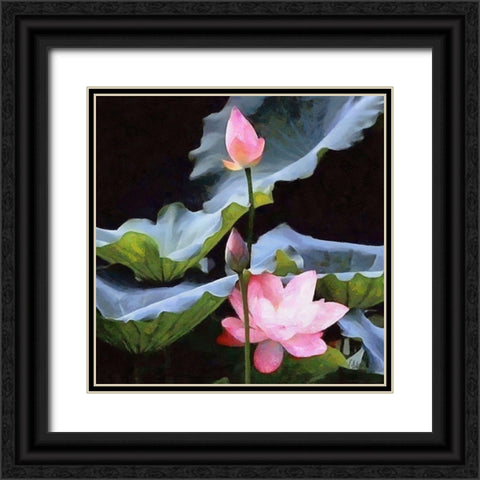 Watter Lilly Black Ornate Wood Framed Art Print with Double Matting by Medeiros, Celito
