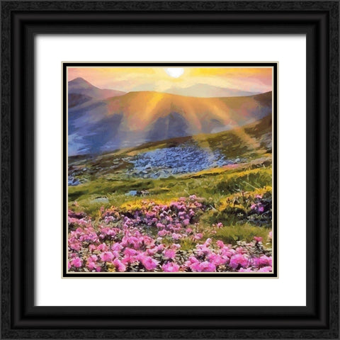 Sunset over the Mountains Black Ornate Wood Framed Art Print with Double Matting by Medeiros, Celito