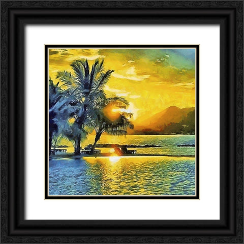 Sunset over the Palms Black Ornate Wood Framed Art Print with Double Matting by Medeiros, Celito