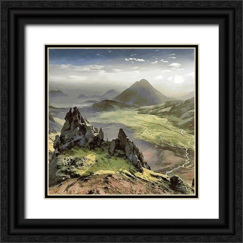 Sunset over the Mountains II Black Ornate Wood Framed Art Print with Double Matting by Medeiros, Celito