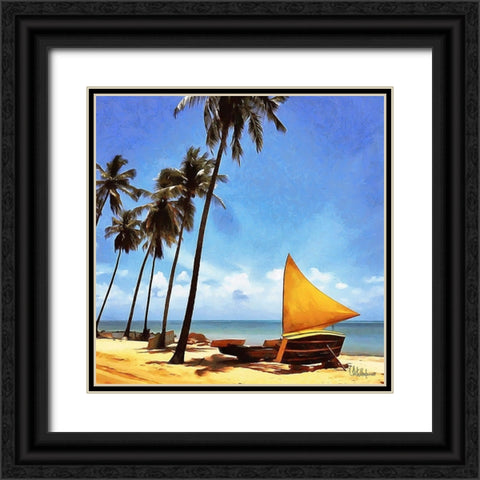 Summer Day on the Beach Black Ornate Wood Framed Art Print with Double Matting by Medeiros, Celito