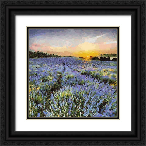 Lavender Field I Black Ornate Wood Framed Art Print with Double Matting by Medeiros, Celito