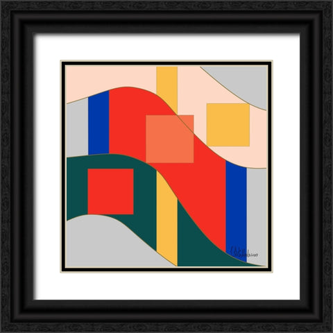 A Game with Abstract Shapes XI Black Ornate Wood Framed Art Print with Double Matting by Medeiros, Celito