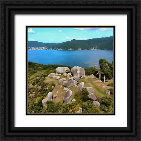 Big Stones near the Sea Black Ornate Wood Framed Art Print with Double Matting by Medeiros, Celito