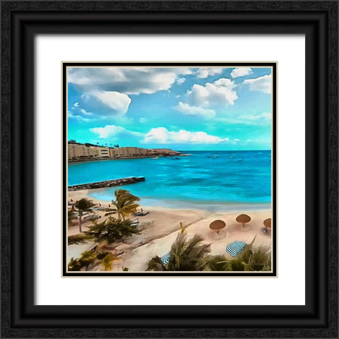 The Beach I Black Ornate Wood Framed Art Print with Double Matting by Medeiros, Celito