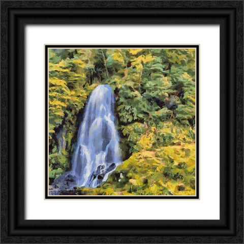 White Watterfall I Black Ornate Wood Framed Art Print with Double Matting by Medeiros, Celito