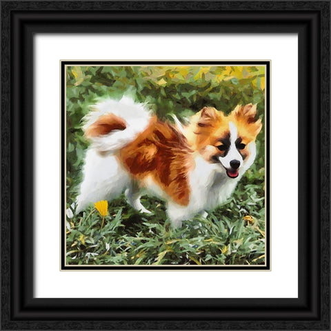Happy Small Dog Black Ornate Wood Framed Art Print with Double Matting by Medeiros, Celito