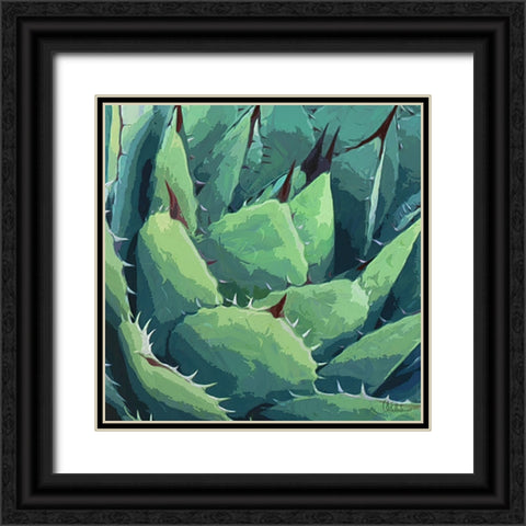 A Green Cactus Black Ornate Wood Framed Art Print with Double Matting by Medeiros, Celito