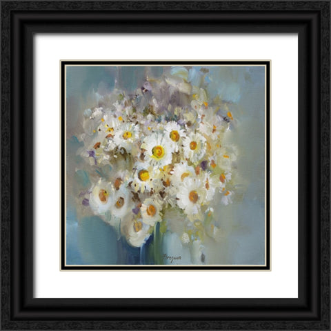 Daisies Black Ornate Wood Framed Art Print with Double Matting by Rogozina, Svetlana