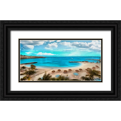 The Beach III Black Ornate Wood Framed Art Print with Double Matting by Medeiros, Celito