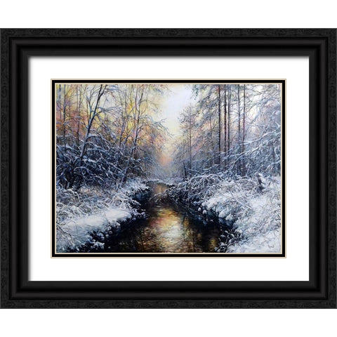 Golden February Black Ornate Wood Framed Art Print with Double Matting by Cernov, Ivan
