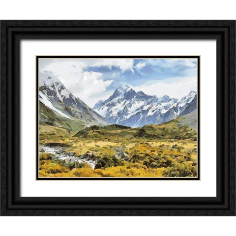 Mountains with snow Black Ornate Wood Framed Art Print with Double Matting by Medeiros, Celito