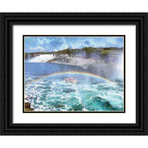 Niagara Falls II Black Ornate Wood Framed Art Print with Double Matting by Medeiros, Celito
