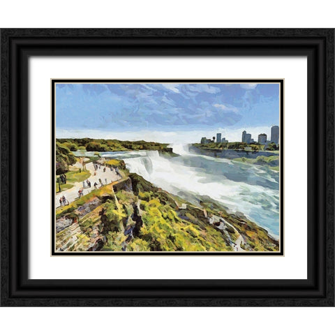 Niagara Falls III Black Ornate Wood Framed Art Print with Double Matting by Medeiros, Celito