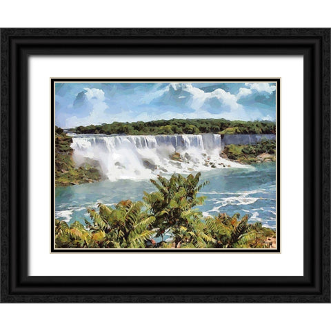 Niagara Falls X Black Ornate Wood Framed Art Print with Double Matting by Medeiros, Celito