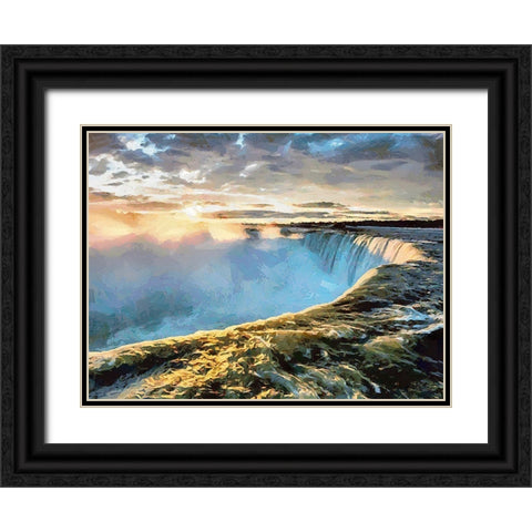 Niagara Falls XII Black Ornate Wood Framed Art Print with Double Matting by Medeiros, Celito