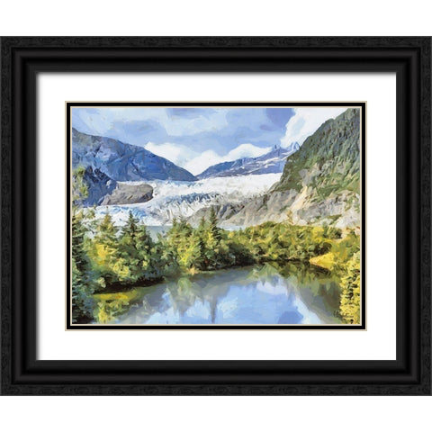 Glacier Black Ornate Wood Framed Art Print with Double Matting by Medeiros, Celito