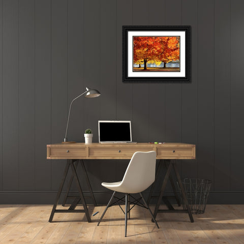 Autumn Trees in the City III Black Ornate Wood Framed Art Print with Double Matting by Medeiros, Celito